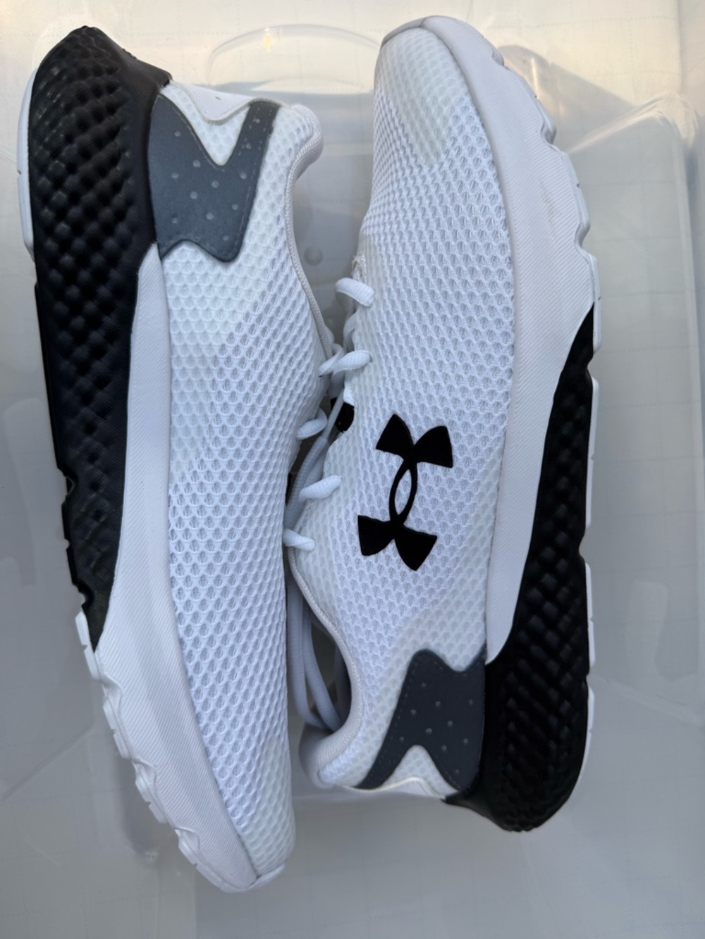 Under Armour Charged Rogue - Comfort Deluxe - White & BLK Mesh Training Sneakers - Picture 7 of 9